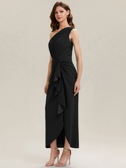 Thigh-High Slit Knit Sleeveless Evening Dress