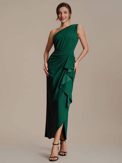 Thigh-High Slit Knit Sleeveless Evening Dress