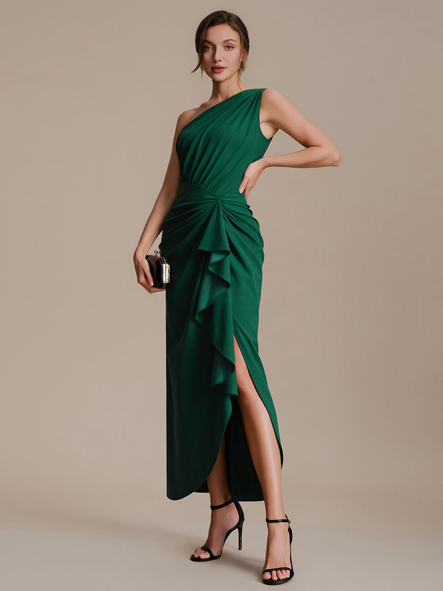 Thigh-High Slit Knit Sleeveless Evening Dress