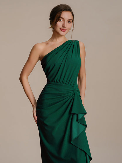 Thigh-High Slit Knit Sleeveless Evening Dress