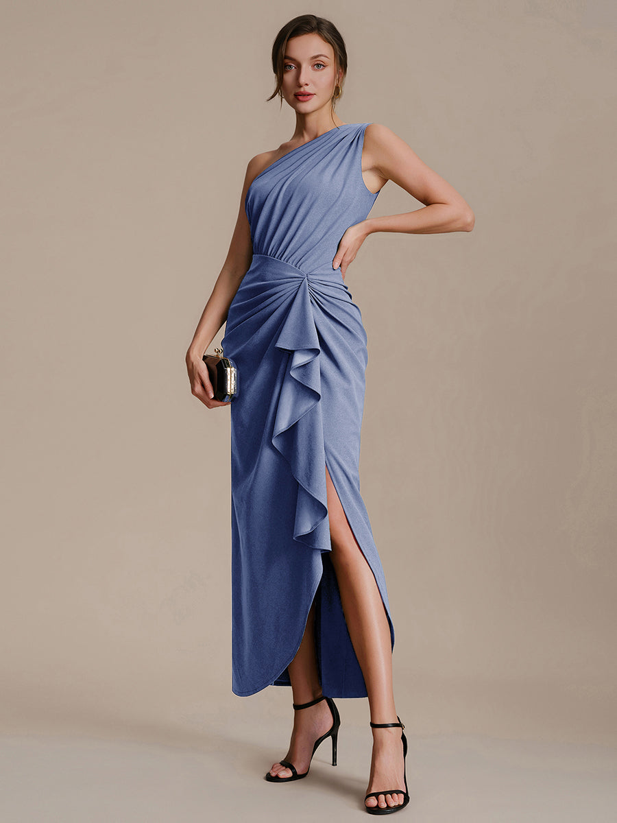 Thigh-High Slit Knit Sleeveless Evening Dress
