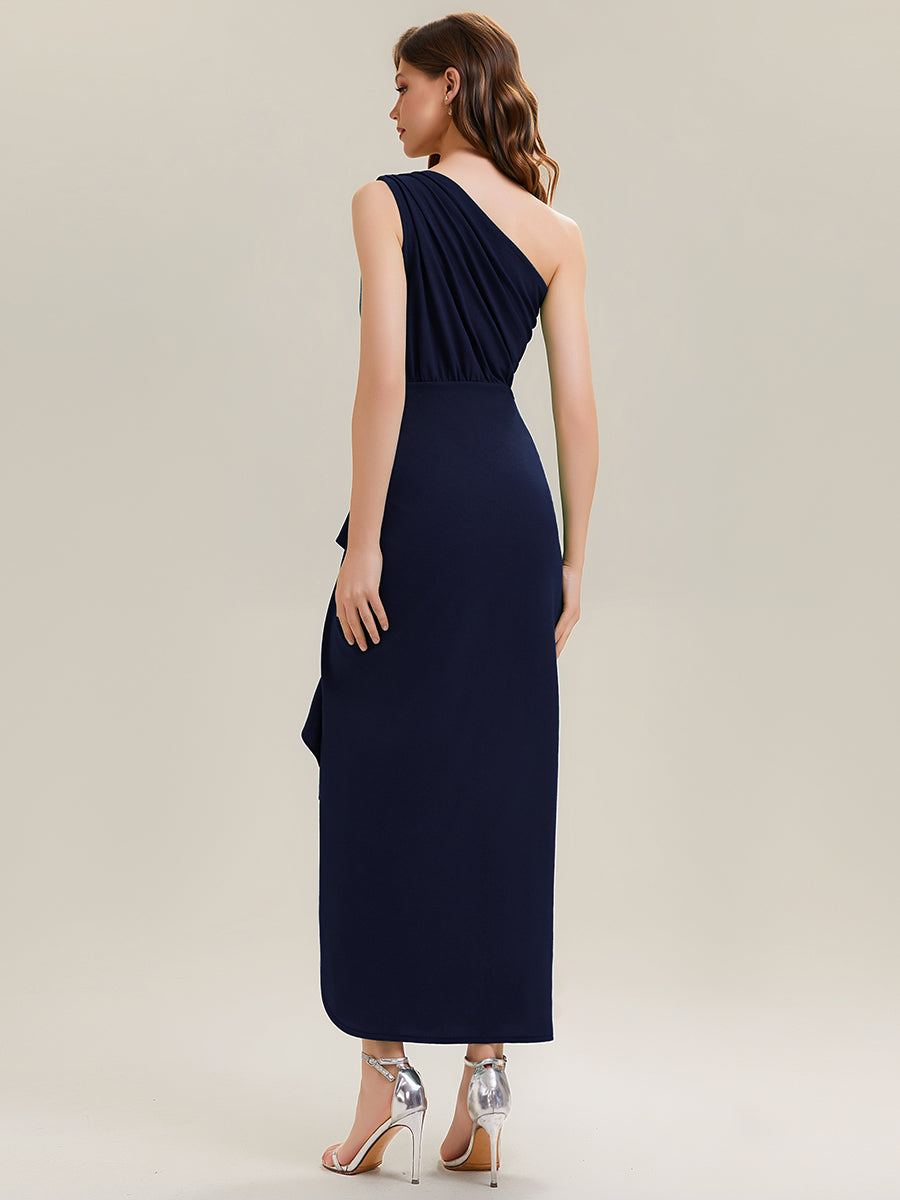 Thigh-High Slit Knit Sleeveless Evening Dress