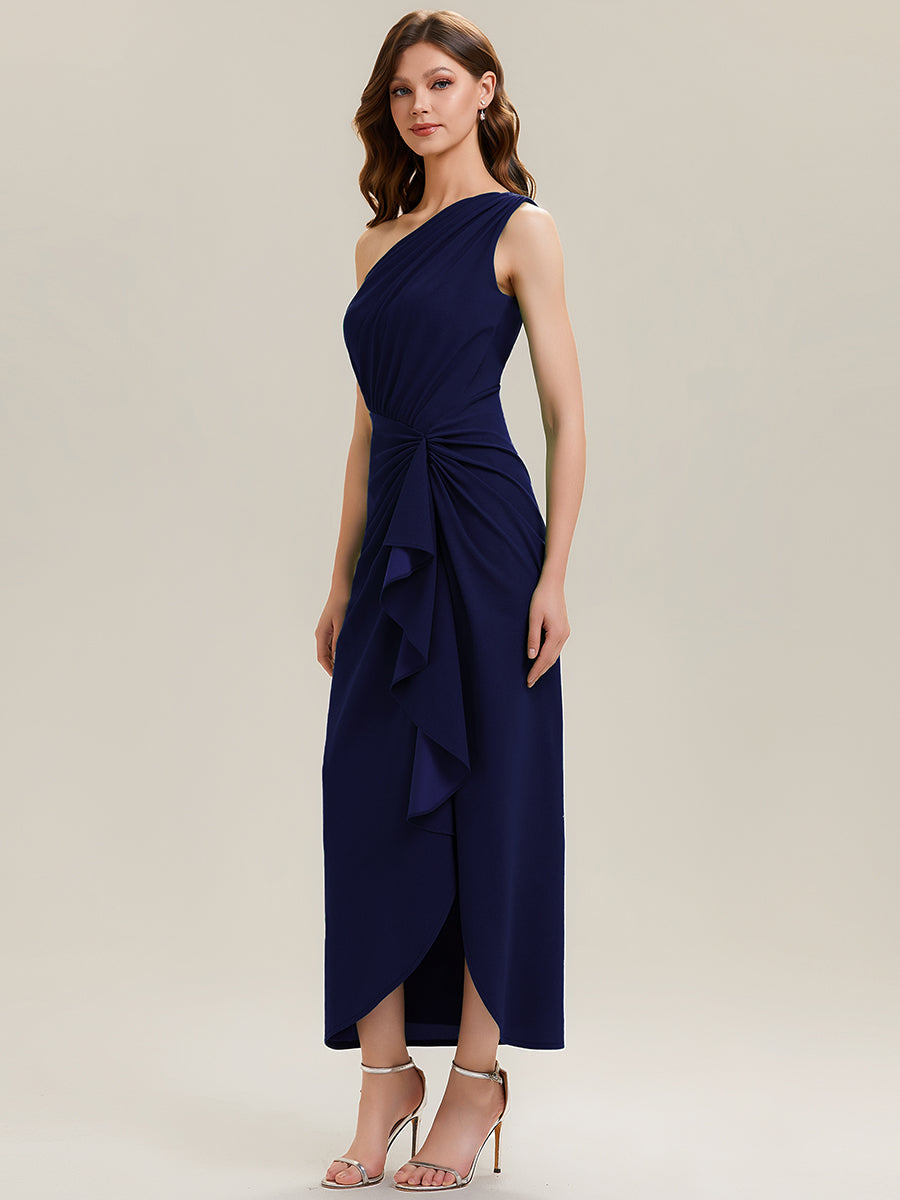 Thigh-High Slit Knit Sleeveless Evening Dress