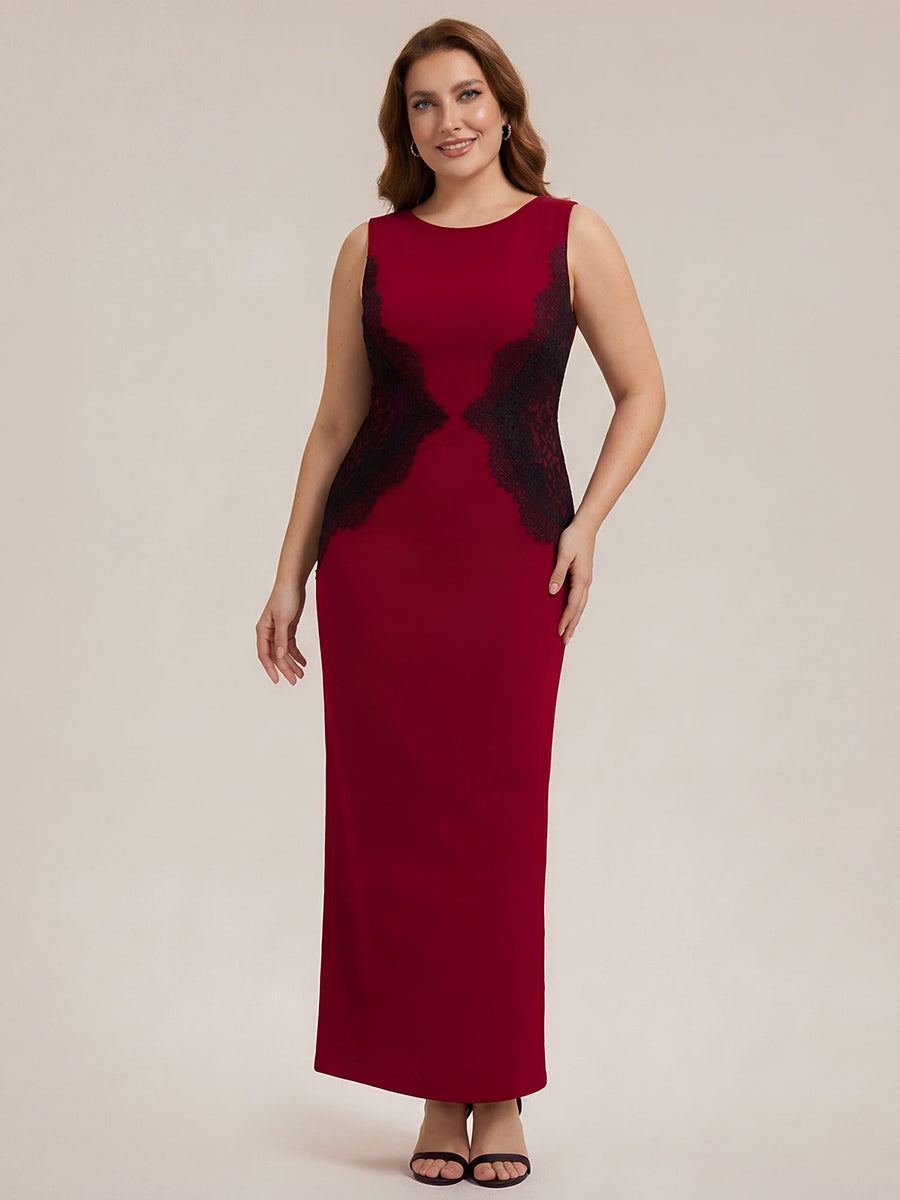 ever IVORY|Waist Cut-Out Knit Sleeveless Stretch Evening Dress