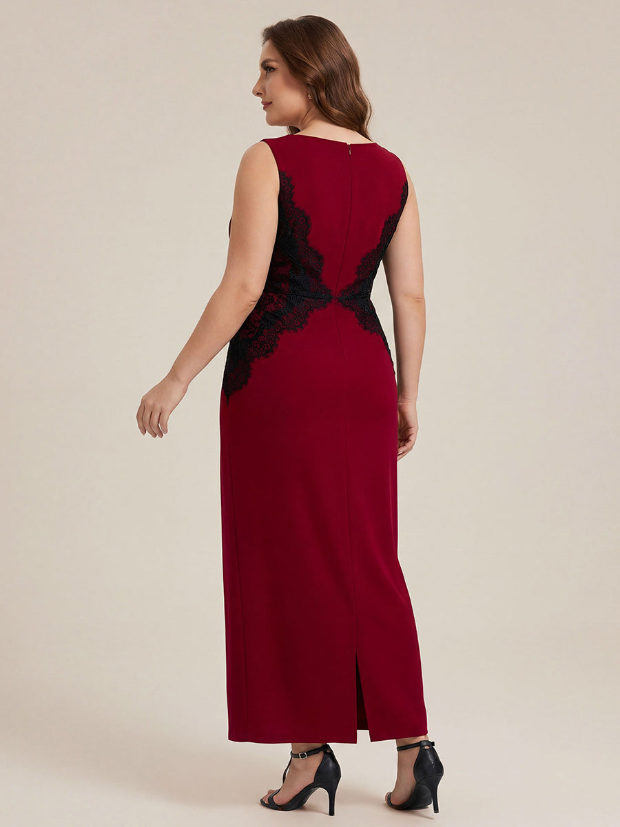 ever IVORY|Waist Cut-Out Knit Sleeveless Stretch Evening Dress