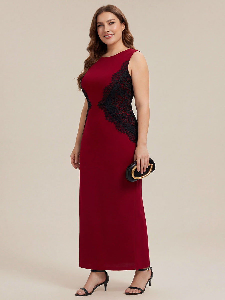 ever IVORY|Waist Cut-Out Knit Sleeveless Stretch Evening Dress