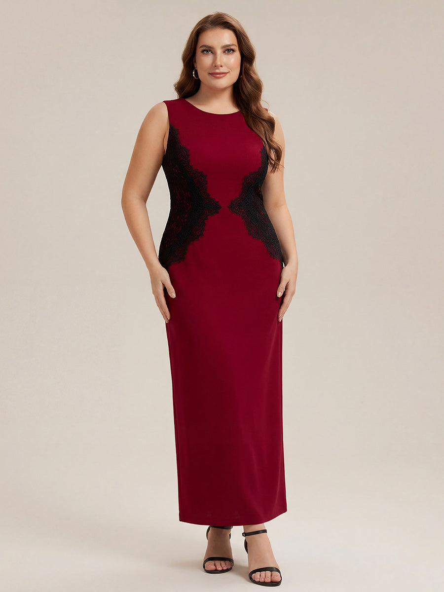 ever IVORY|Waist Cut-Out Knit Sleeveless Stretch Evening Dress