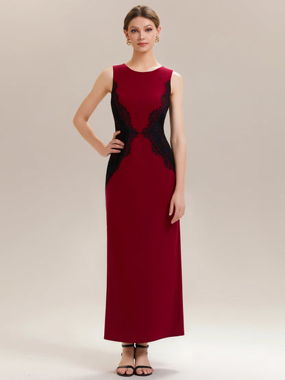 ever IVORY|Waist Cut-Out Knit Sleeveless Stretch Evening Dress