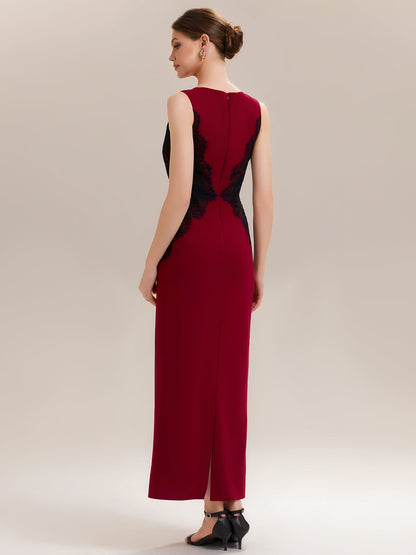 ever IVORY|Waist Cut-Out Knit Sleeveless Stretch Evening Dress