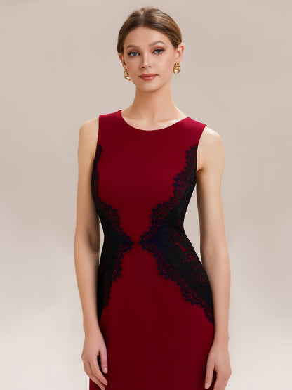 ever IVORY|Waist Cut-Out Knit Sleeveless Stretch Evening Dress