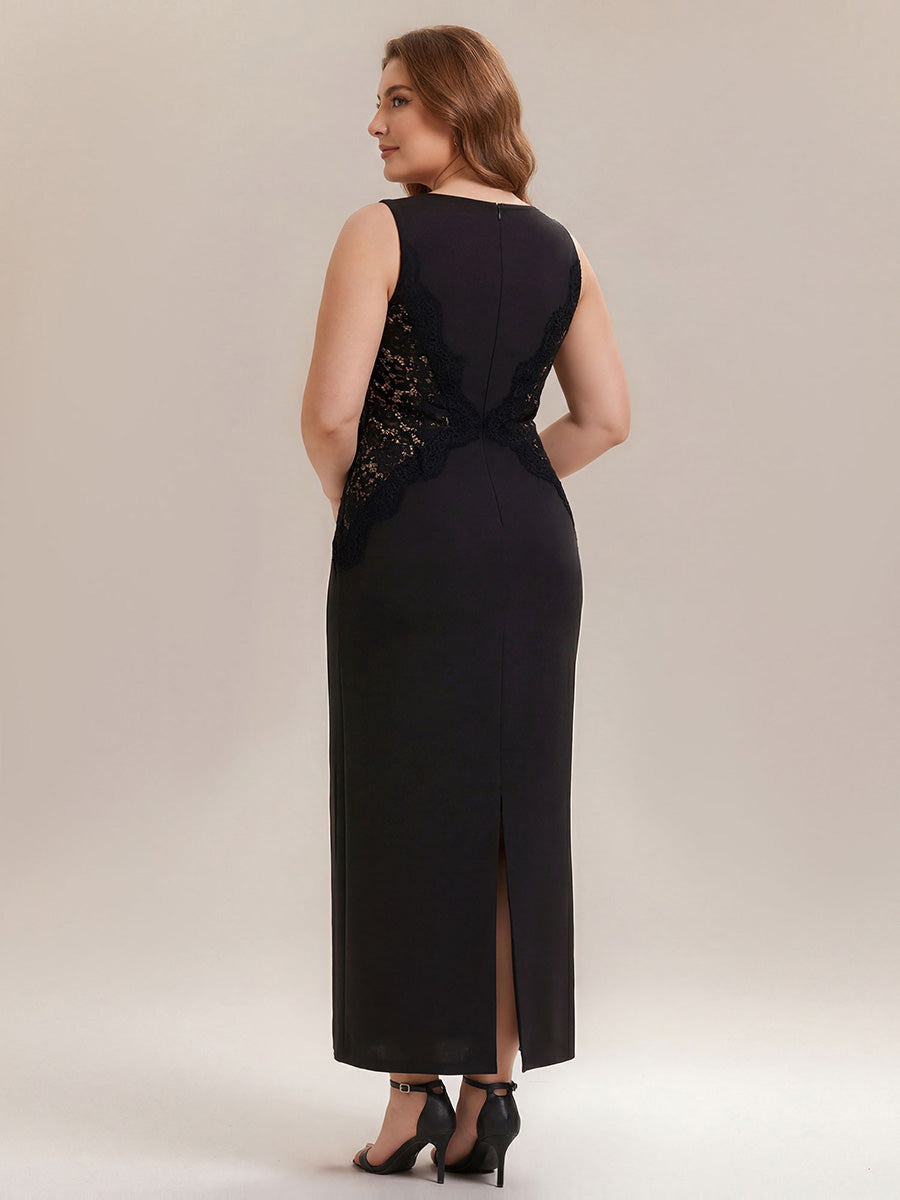 ever IVORY|Waist Cut-Out Knit Sleeveless Stretch Evening Dress
