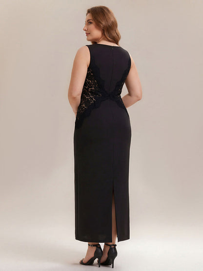 ever IVORY|Waist Cut-Out Knit Sleeveless Stretch Evening Dress