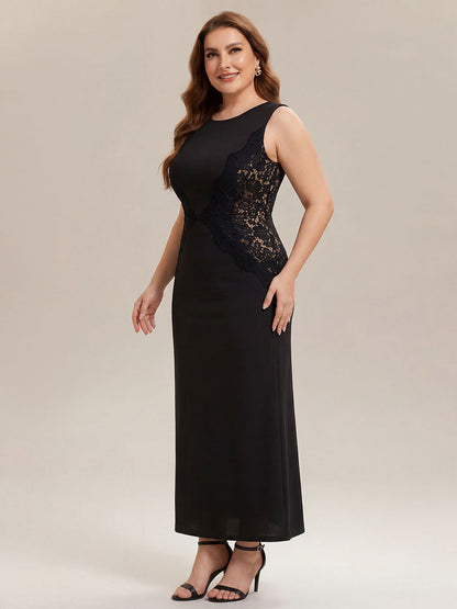 ever IVORY|Waist Cut-Out Knit Sleeveless Stretch Evening Dress