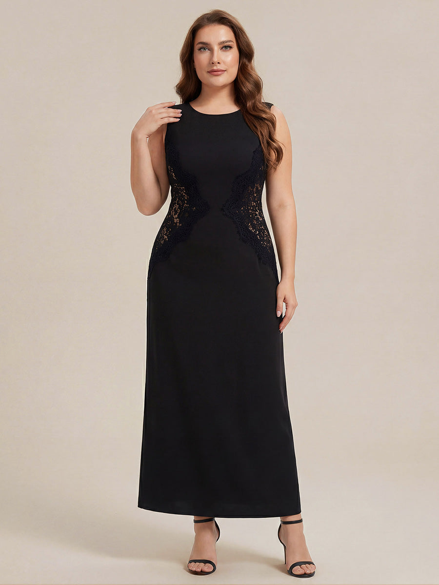 ever IVORY|Waist Cut-Out Knit Sleeveless Stretch Evening Dress