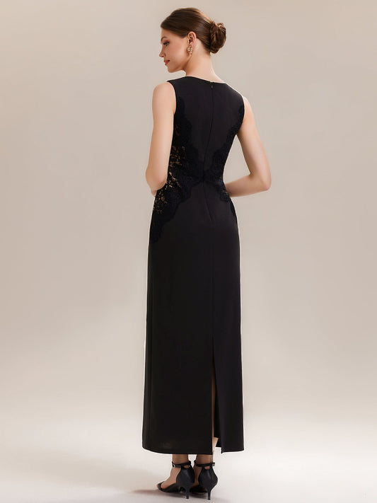 ever IVORY|Waist Cut-Out Knit Sleeveless Stretch Evening Dress