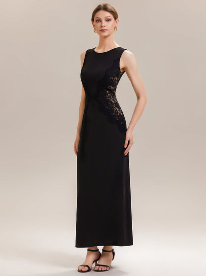 ever IVORY|Waist Cut-Out Knit Sleeveless Stretch Evening Dress
