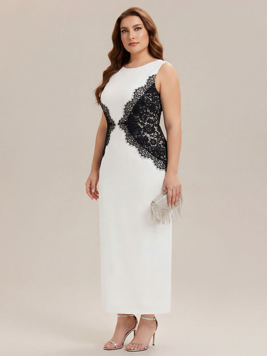 ever IVORY|Waist Cut-Out Knit Sleeveless Stretch Evening Dress