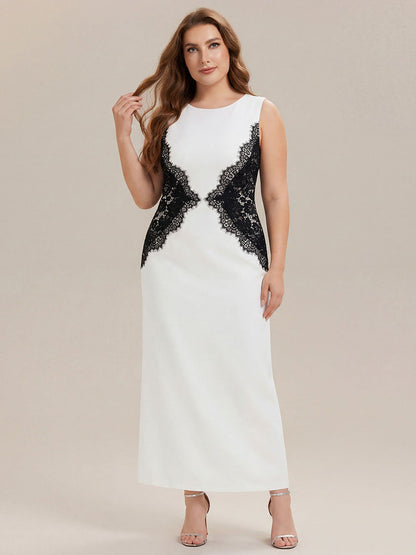 ever IVORY|Waist Cut-Out Knit Sleeveless Stretch Evening Dress