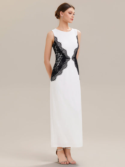 ever IVORY|Waist Cut-Out Knit Sleeveless Stretch Evening Dress