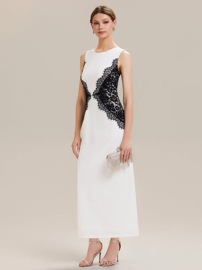 ever IVORY|Waist Cut-Out Knit Sleeveless Stretch Evening Dress