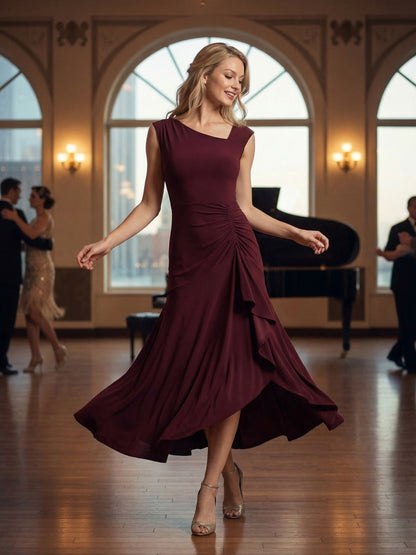 ever NORA|Ruffled Knit Cap Sleeve High Stretch Evening Dress