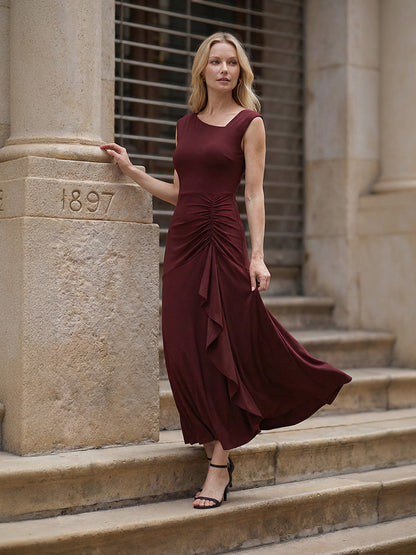 ever NORA|Ruffled Knit Cap Sleeve High Stretch Evening Dress