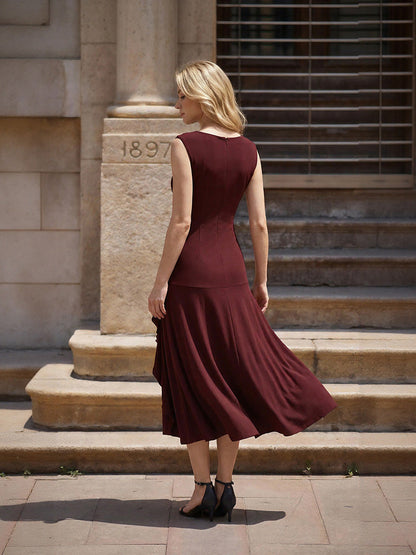 ever NORA|Ruffled Knit Cap Sleeve High Stretch Evening Dress