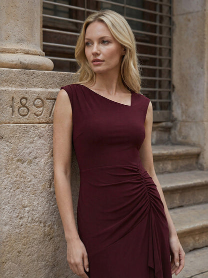 ever NORA|Ruffled Knit Cap Sleeve High Stretch Evening Dress