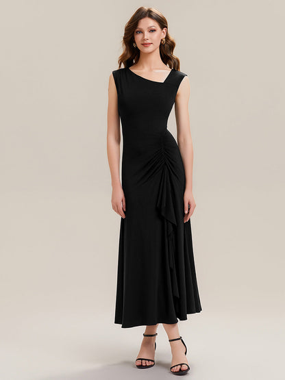 ever NORA|Ruffled Knit Cap Sleeve High Stretch Evening Dress