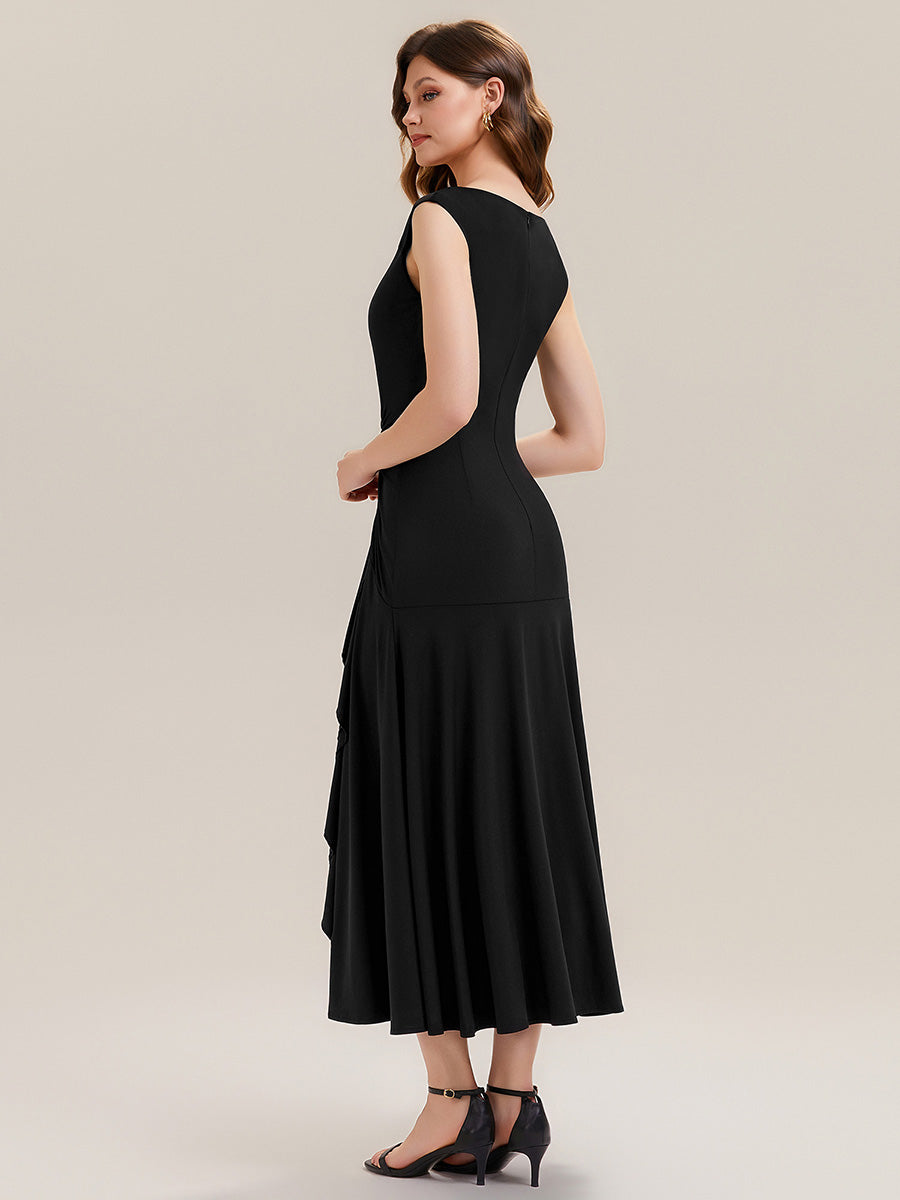 ever NORA|Ruffled Knit Cap Sleeve High Stretch Evening Dress