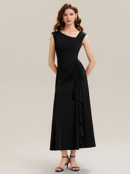 ever NORA|Ruffled Knit Cap Sleeve High Stretch Evening Dress