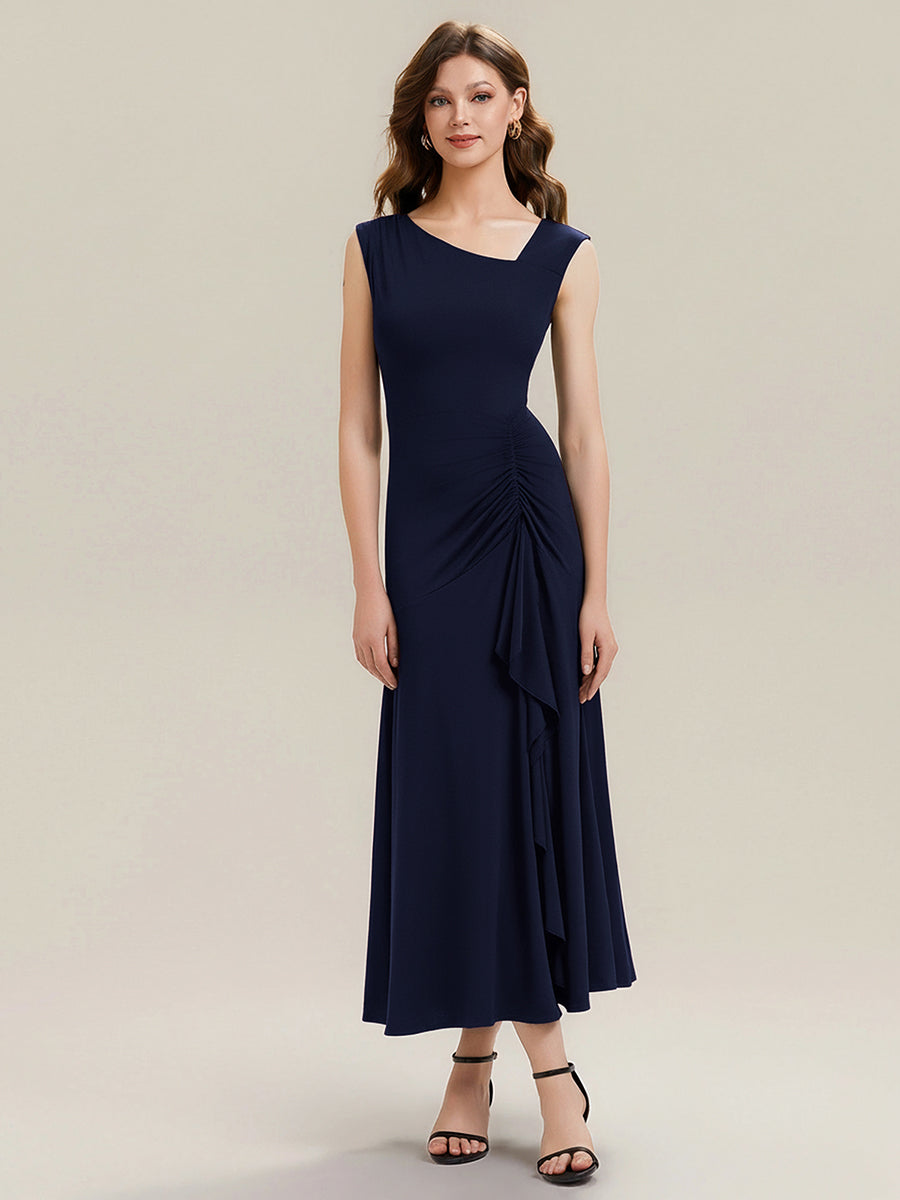 ever NORA|Ruffled Knit Cap Sleeve High Stretch Evening Dress