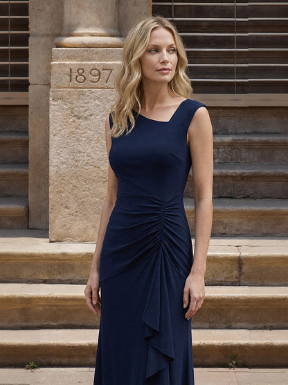 ever NORA|Ruffled Knit Cap Sleeve High Stretch Evening Dress