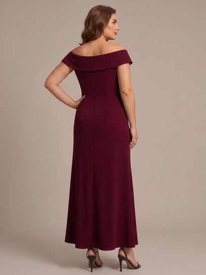 Plus Size Slit Crepe Evening Dress