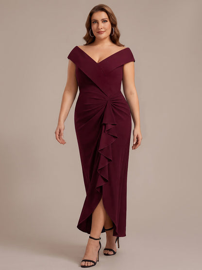 Plus Size Slit Crepe Evening Dress
