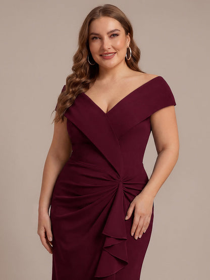 Plus Size Slit Crepe Evening Dress
