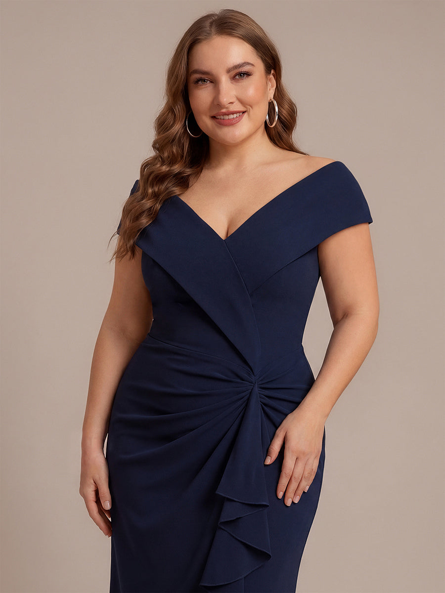 Plus Size Slit Crepe Evening Dress
