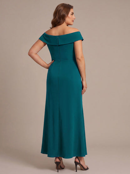Plus Size Slit Crepe Evening Dress