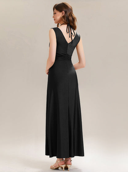 ever JILLIAN|Ruched Asymmetric Hemline High Stretch Evening Dress