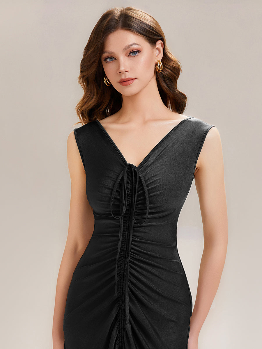 ever JILLIAN|Ruched Asymmetric Hemline High Stretch Evening Dress