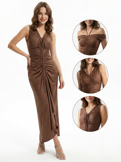 ever JILLIAN|Ruched Asymmetric Hemline High Stretch Evening Dress