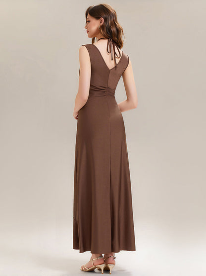 ever JILLIAN|Ruched Asymmetric Hemline High Stretch Evening Dress