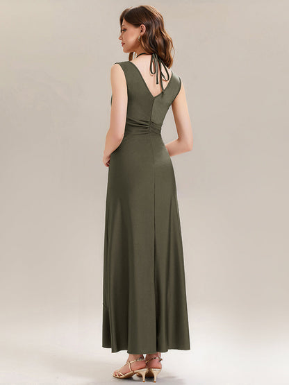 ever JILLIAN|Ruched Asymmetric Hemline High Stretch Evening Dress