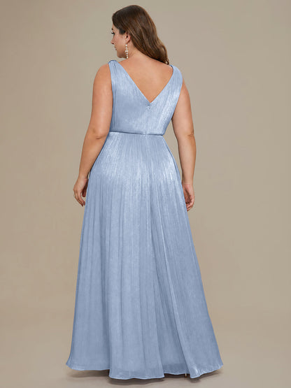 Plus Size Gathered Sea-island filament fabircs Evening Dress