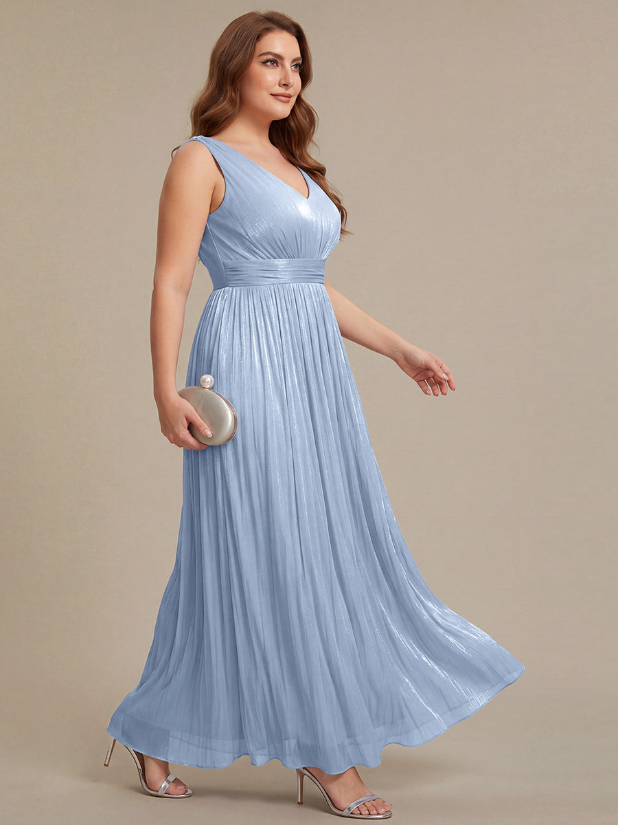 Gathered Sea-island filament fabircs Sleeveless Evening Dress