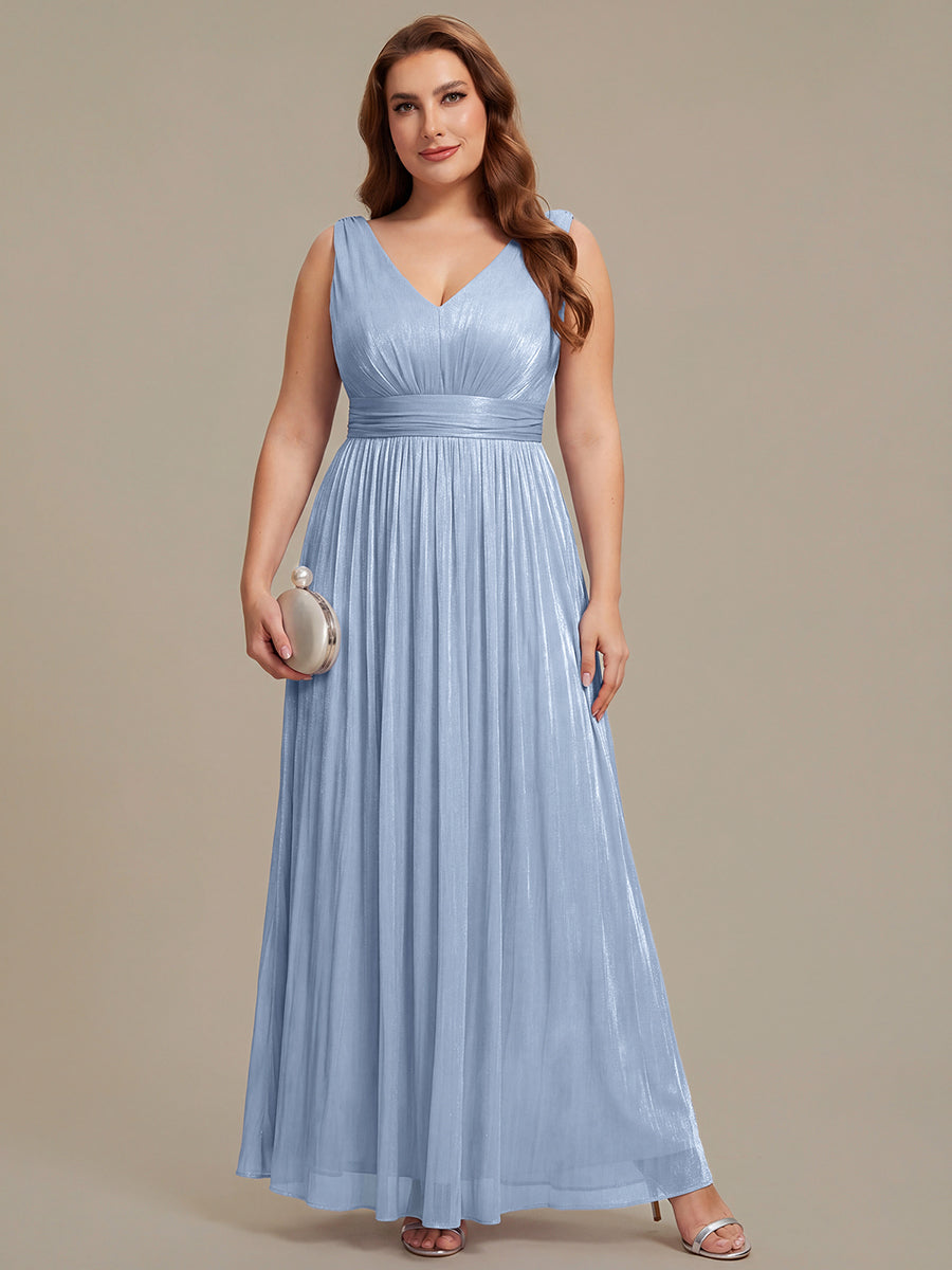 Gathered Sea-island filament fabircs Sleeveless Evening Dress