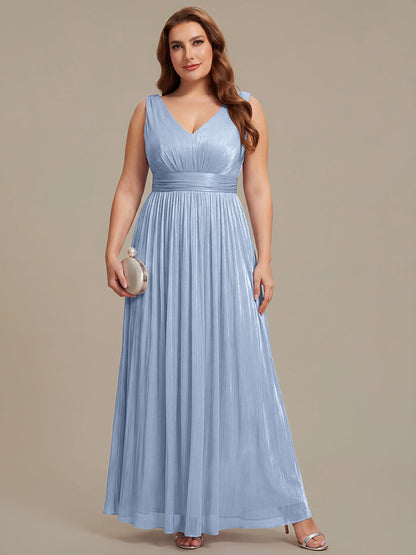 Gathered Sea-island filament fabircs Sleeveless Evening Dress