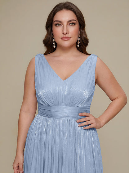 Plus Size Gathered Sea-island filament fabircs Evening Dress
