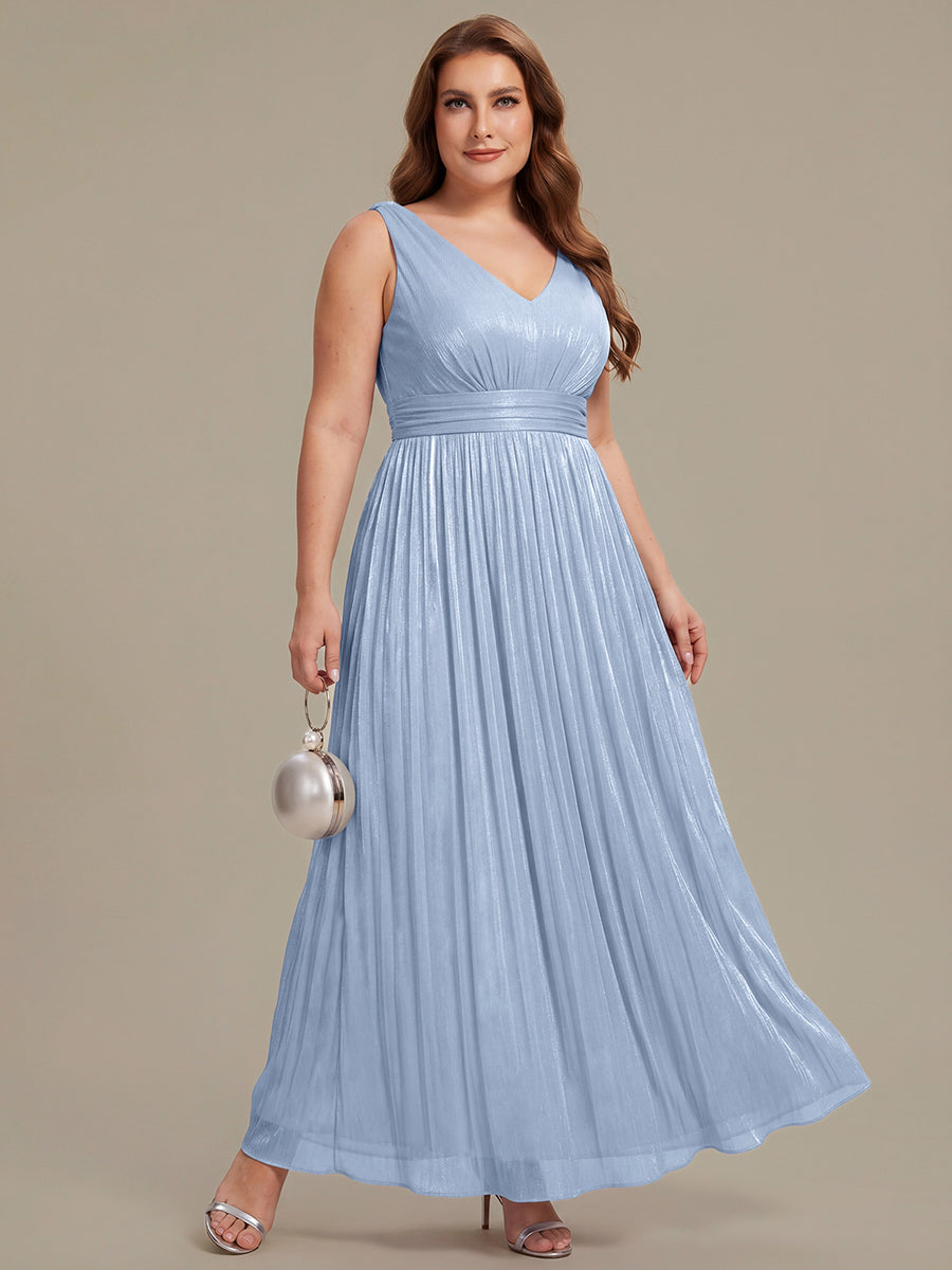 Plus Size Gathered Sea-island filament fabircs Evening Dress