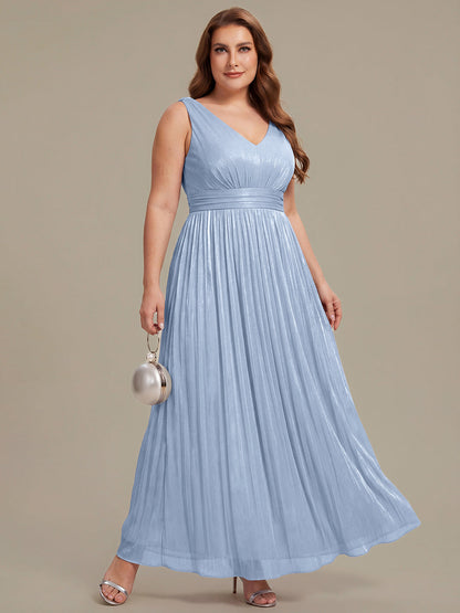 Plus Size Gathered Sea-island filament fabircs Evening Dress